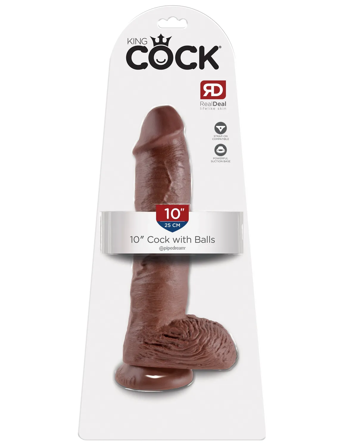 King Cock 10" Cock with Balls gode marron grand