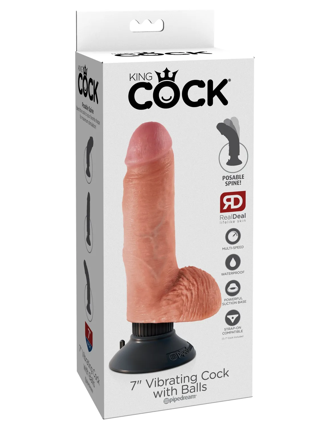 King Cock 7" Vibrating Cock gode vibrant chair étanche