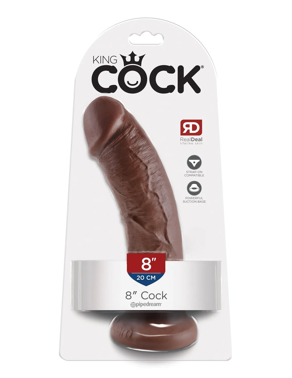 King Cock 8" gode marron réaliste à ventouse