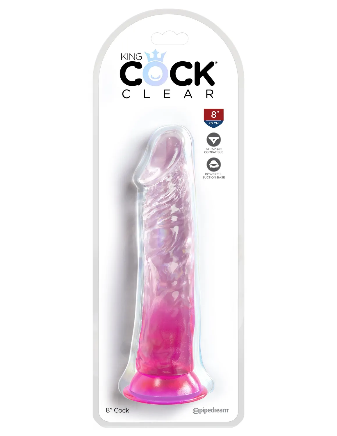 King Cock Clear 8" gode transparent avec ventouse