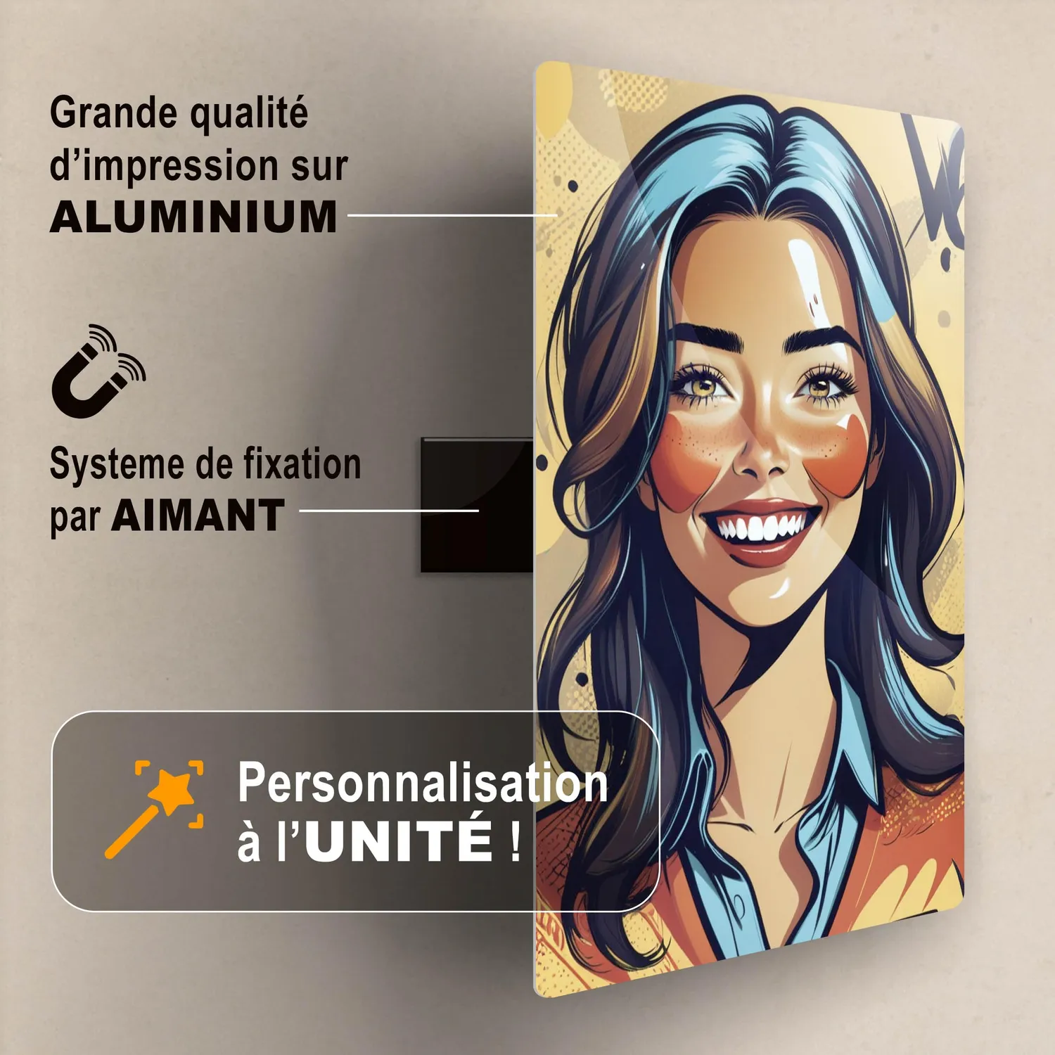 Callvin Magni'Fix Cartoon plaque alu 15x20 cm personnalisée