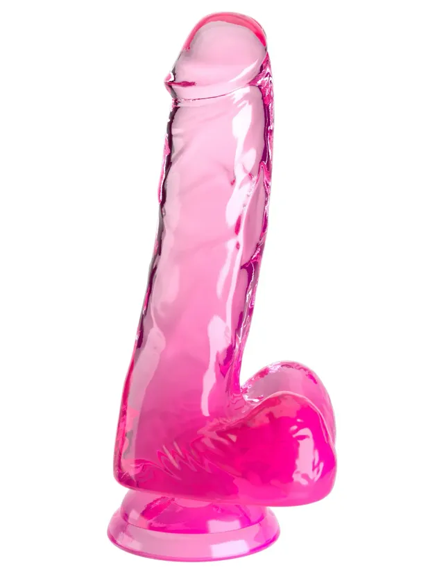 King Cock Clear 6" gode avec testicules rose réaliste