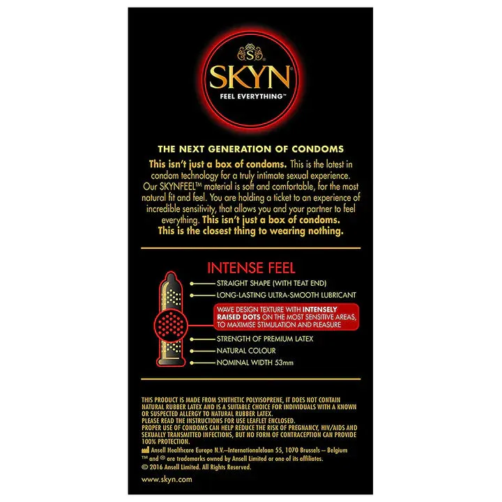 Skyn Intense Feel préservatif texturé lot 10