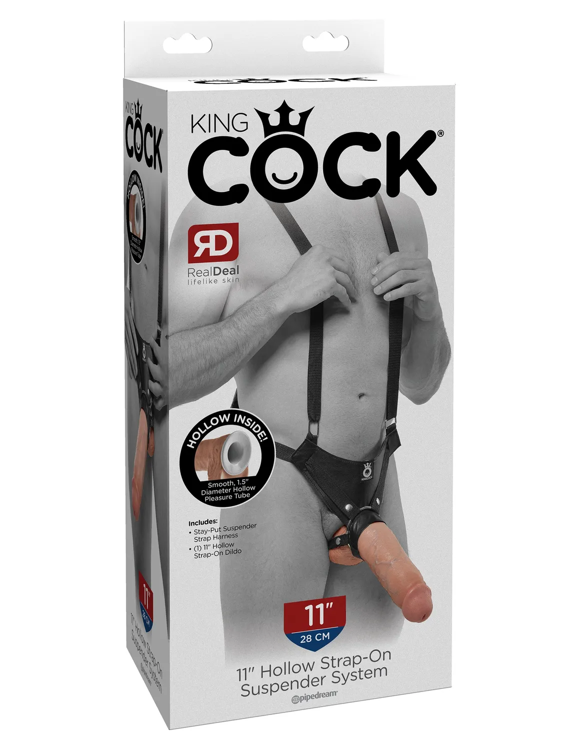 King Cock 11 Hollow gode creux 28 cm harnais bretelles
