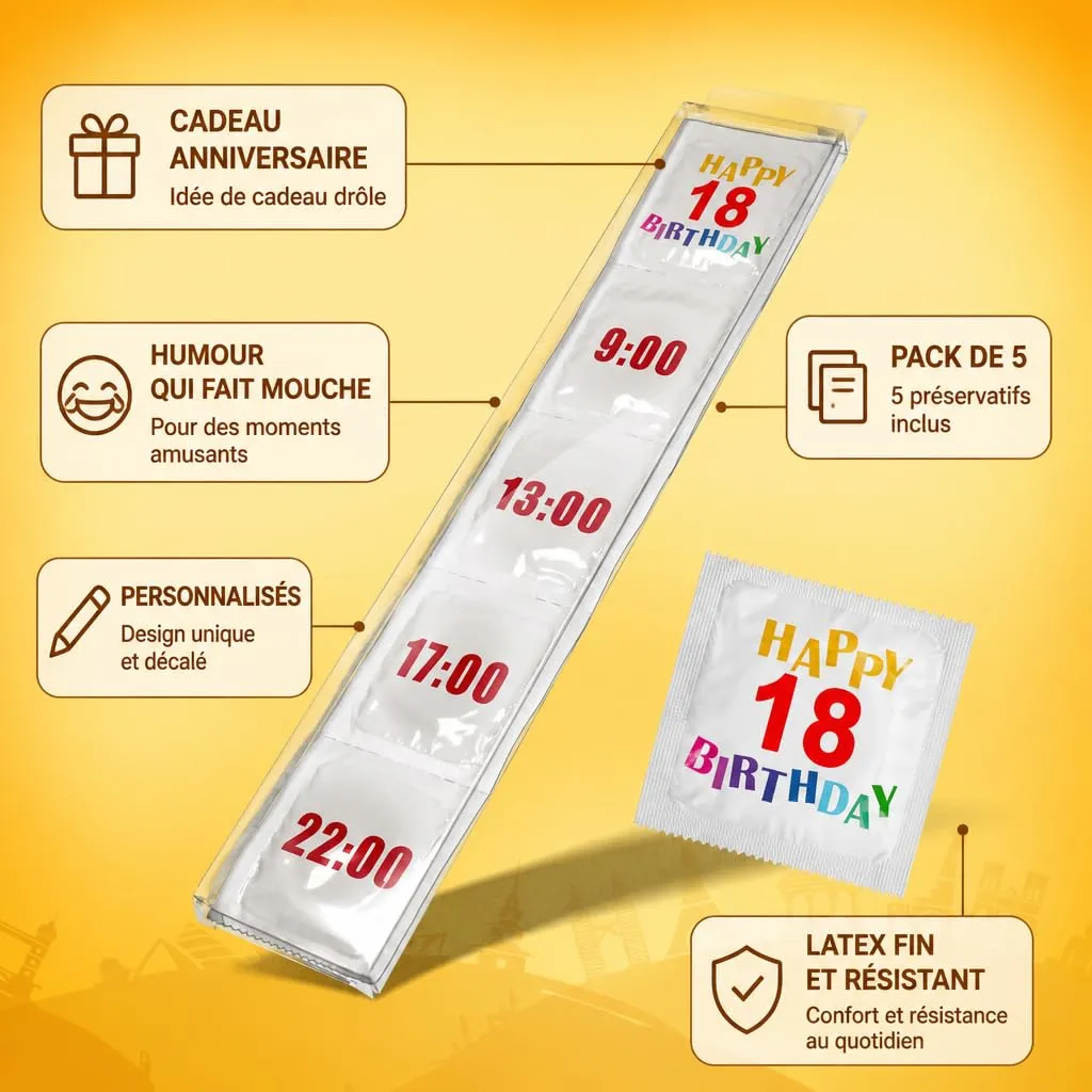 Callvin Anniversaire 18 Ans préservatifs x5 latex