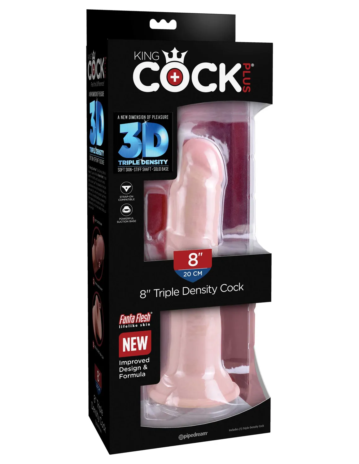 King Cock Plus 8 pouces gode triple densité clair