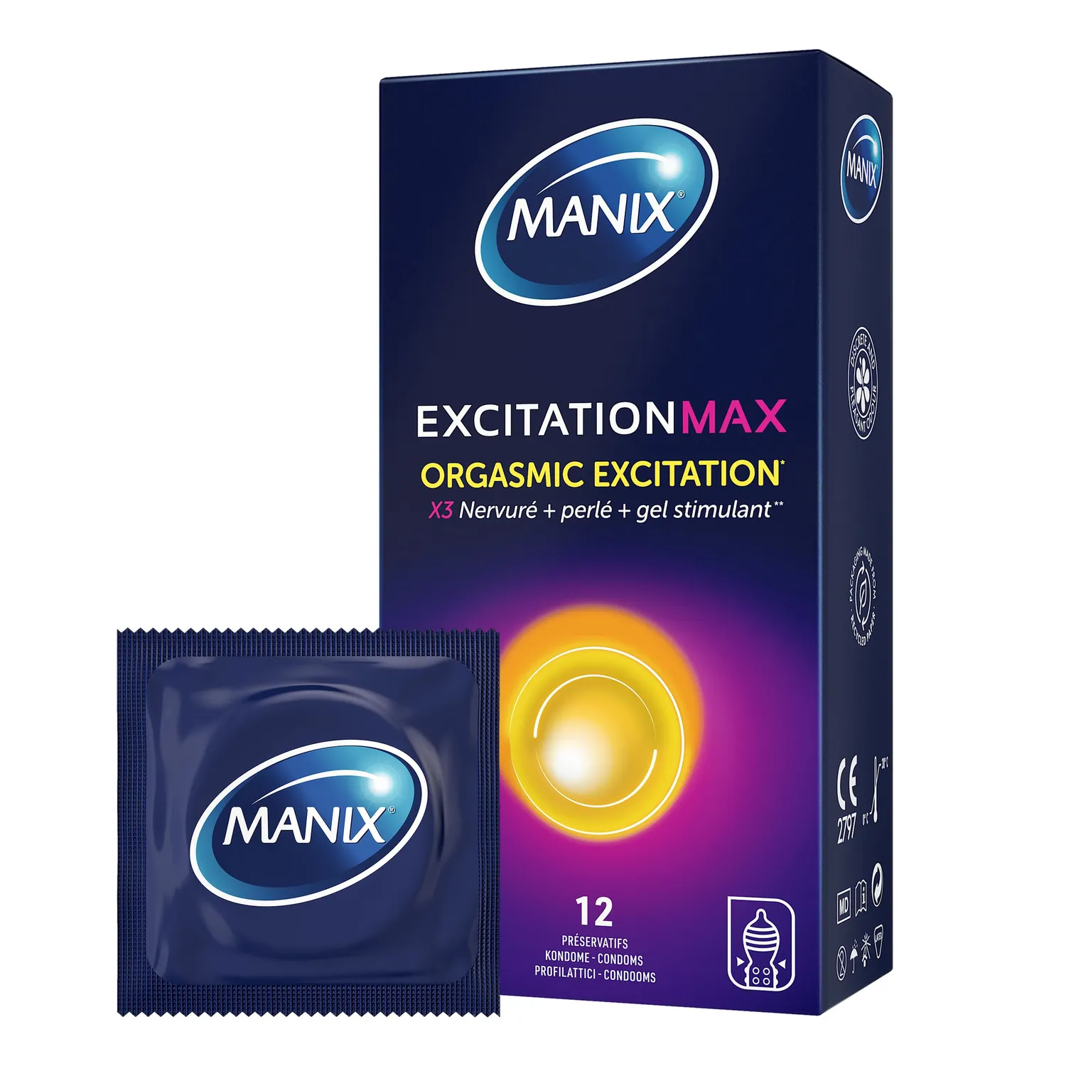 Manix Excitation Max préservatifs x12 chauffant perlé