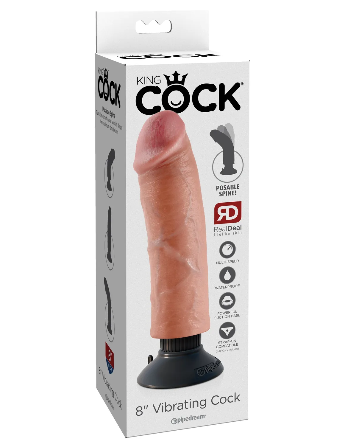 King Cock 8 gode vibrant réaliste étanche chair