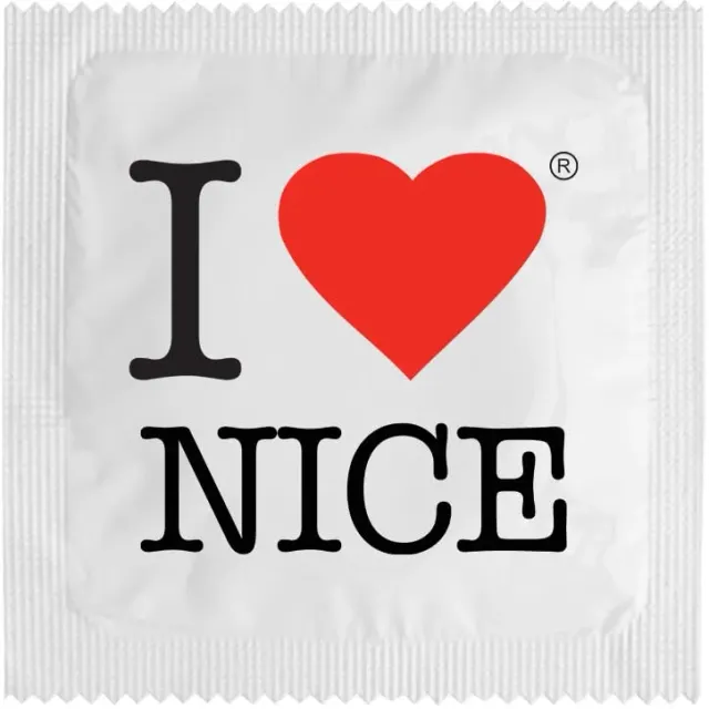 Callvin préservatif humoristique I Love Nice Chrome latex fin
