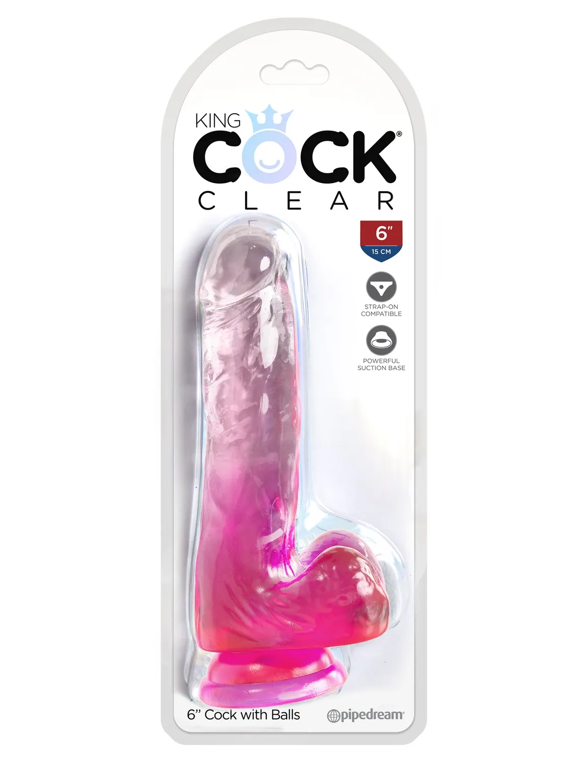 King Cock Clear 6" gode avec testicules rose réaliste