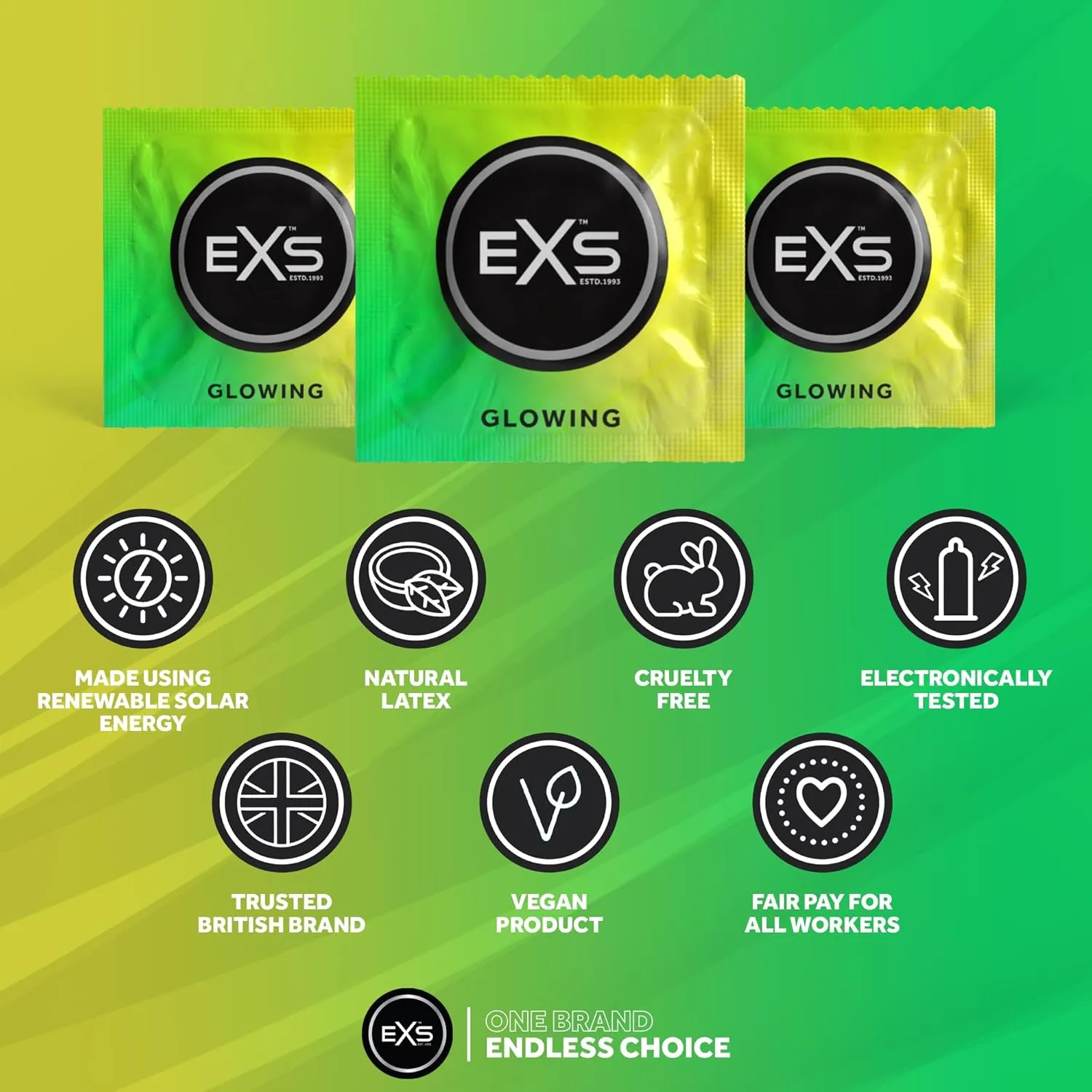 EXS Glow préservatif phosphorescent 53mm lot 3