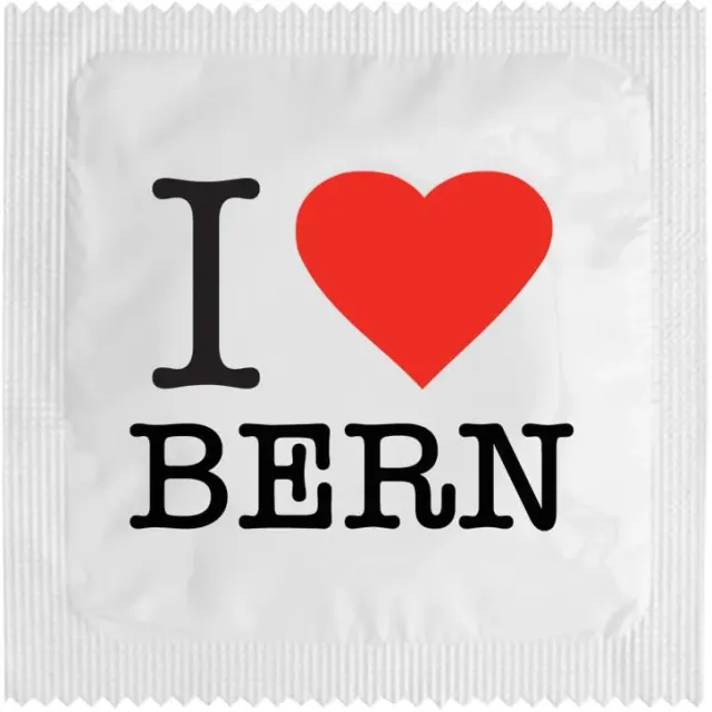 Callvin préservatif humoristique I Love Bern Blanc latex fin