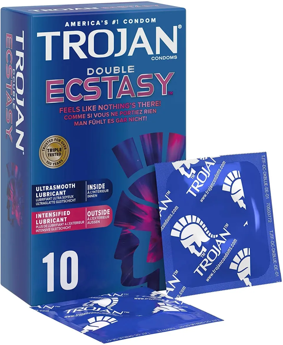 Trojan Double Ecstasy préservatifs x10 ultra nervurés lubrifiés