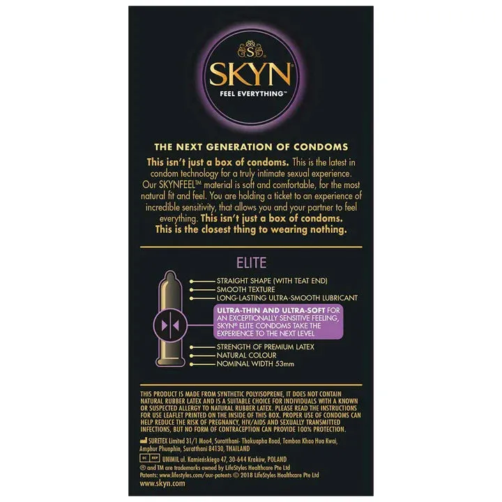 SKYN Elite préservatifs sans latex 10 sensations proches