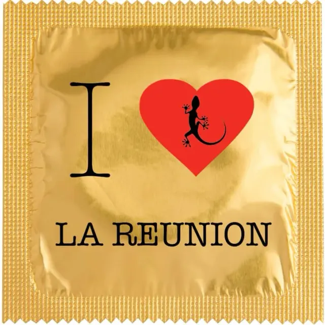 Callvin La Réunion préservatif I Love La Reunion Gold latex