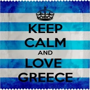 Callvin Grèce Keep Calm And Love Greece Blue préservatif latex