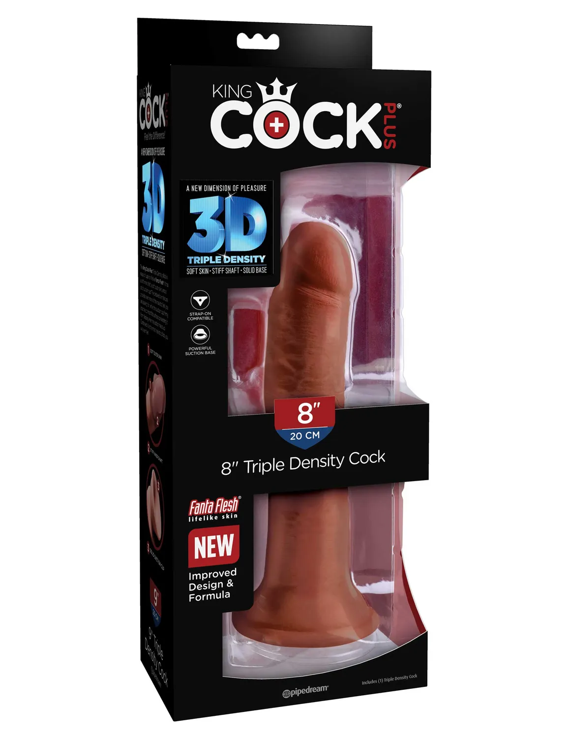 King Cock Plus 8 Triple Density gode réaliste marron ventouse