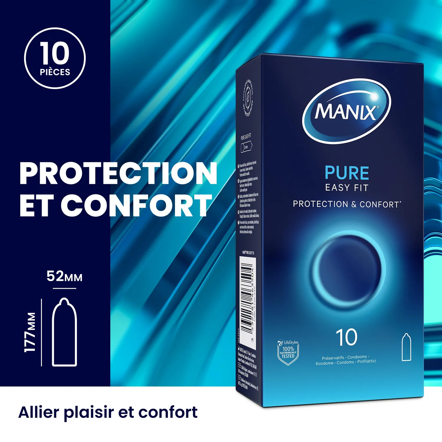 Manix Pure préservatifs x10 classique 53 mm