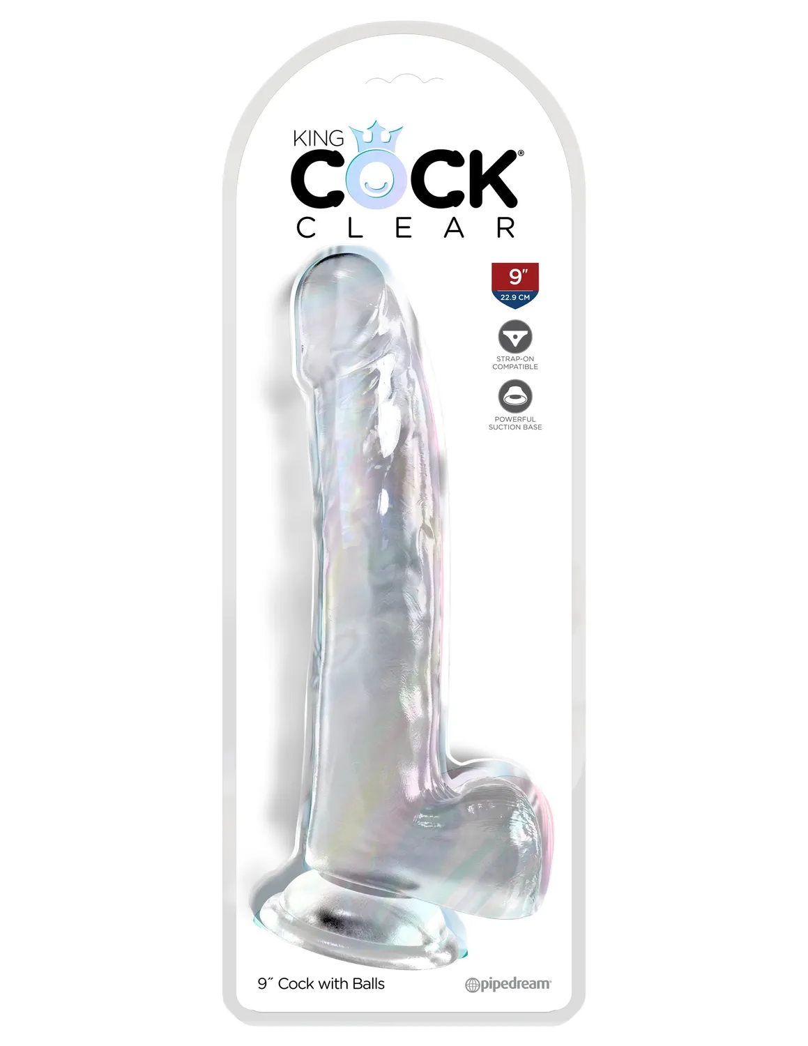 King Cock Clear 9" gode transparent ventouse 23 cm