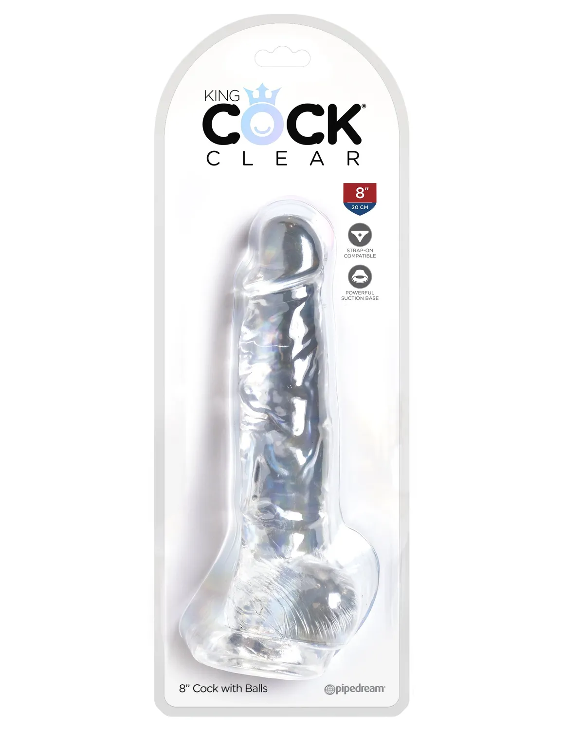 King Cock Clear 8" gode transparent réaliste ventouse