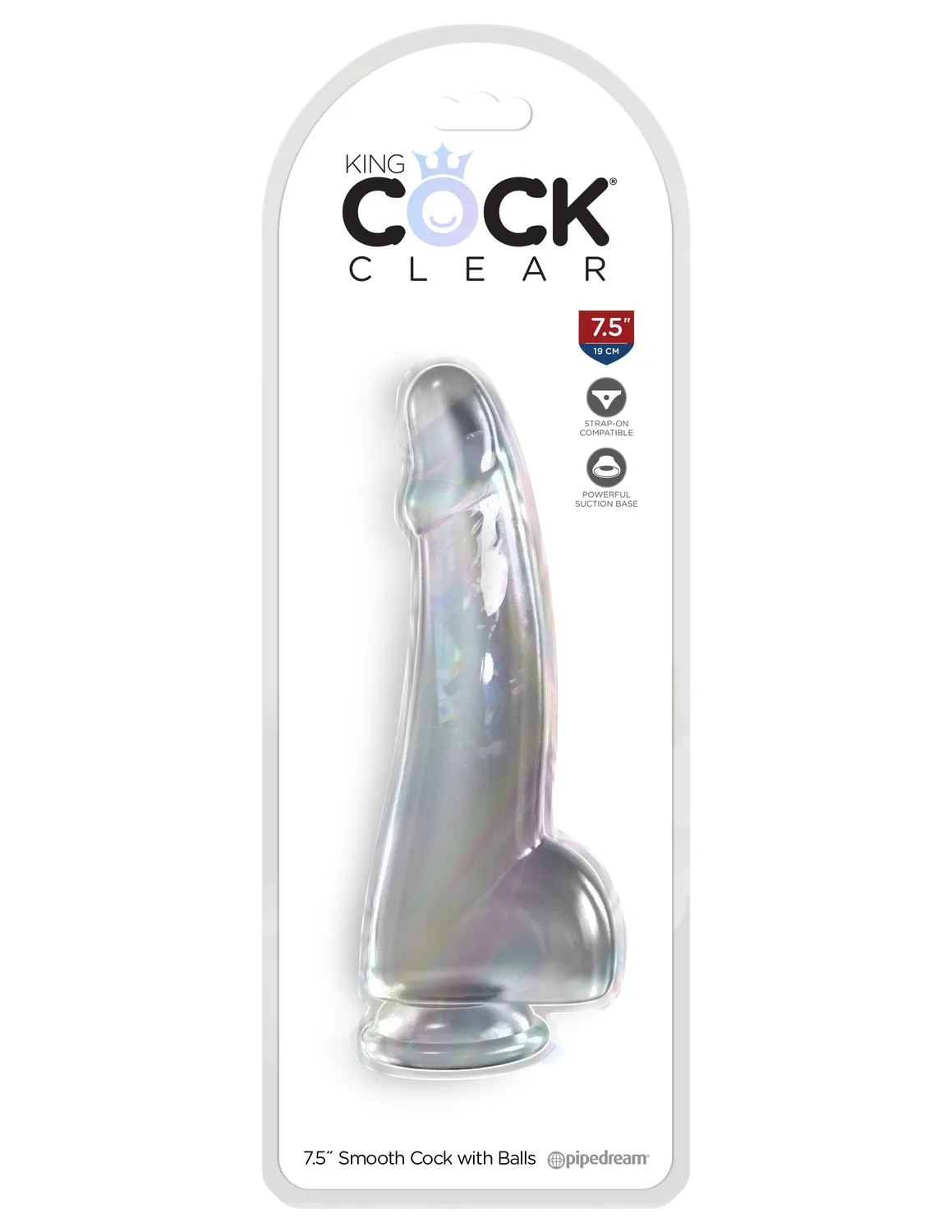 King Cock Clear 7.5 gode transparent souple avec bourses