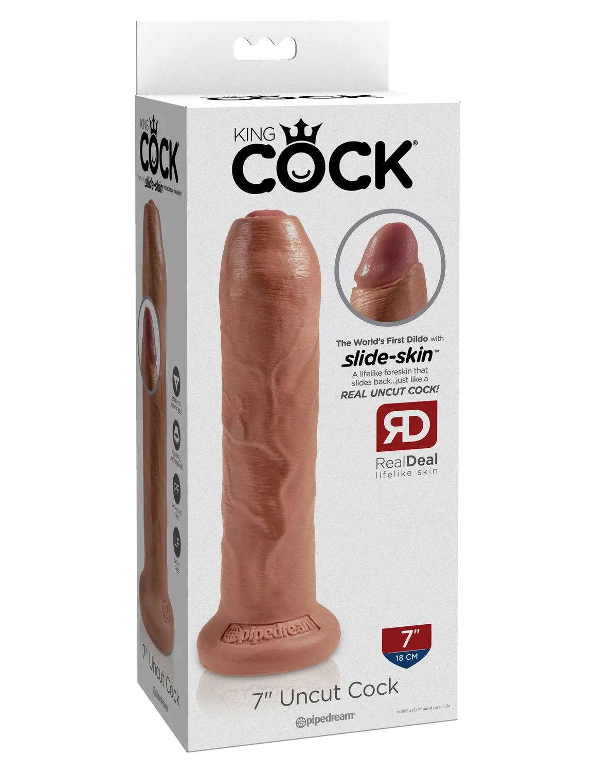 King Cock 7" gode non circoncis prépuce chair