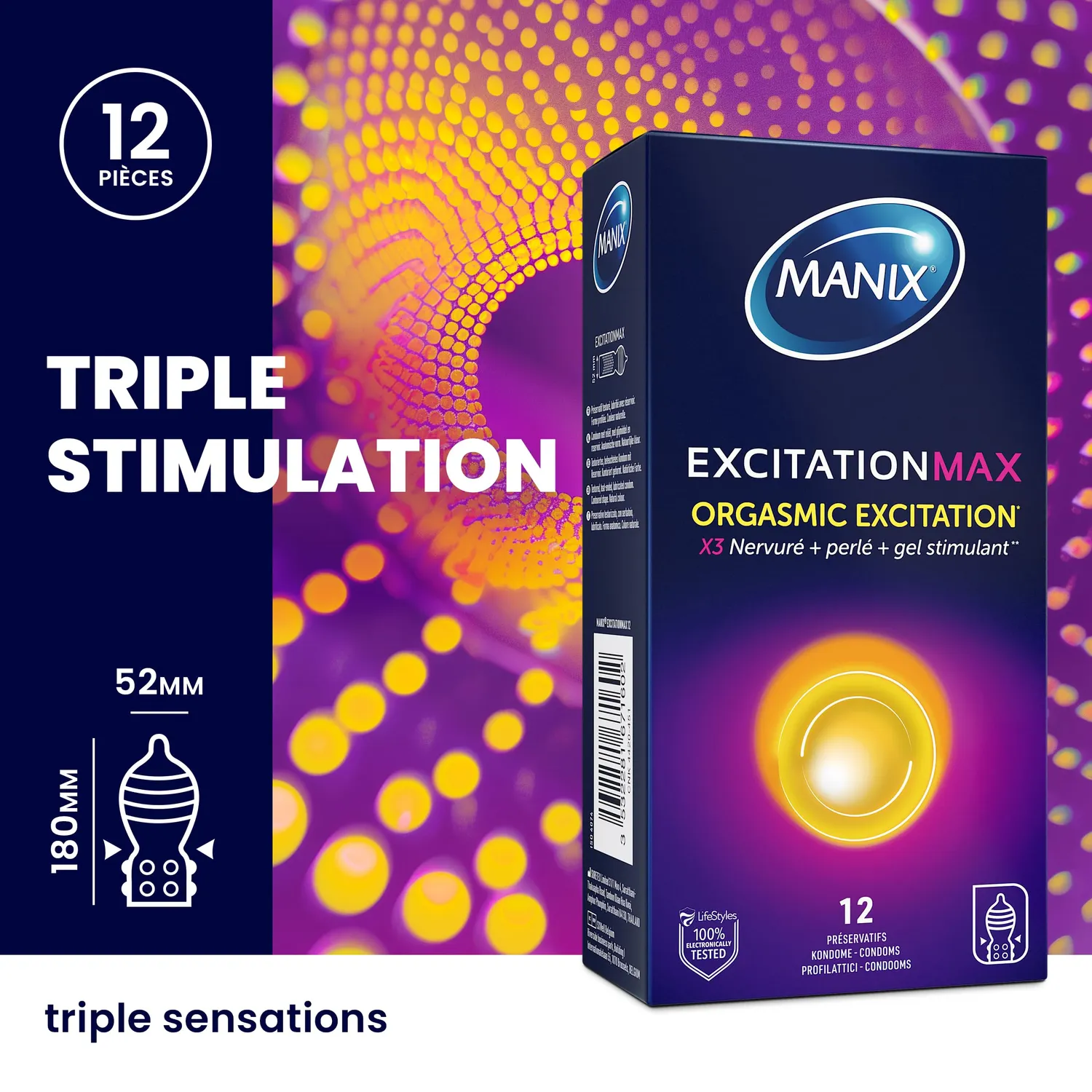 Manix Excitation Max préservatifs x12 chauffant perlé