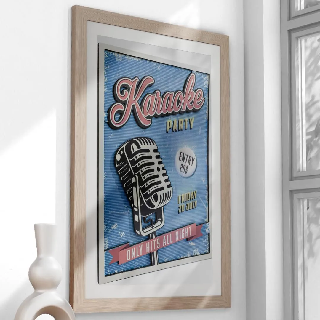 Callvin Karaoke Party tableau 3D relief A4 vintage