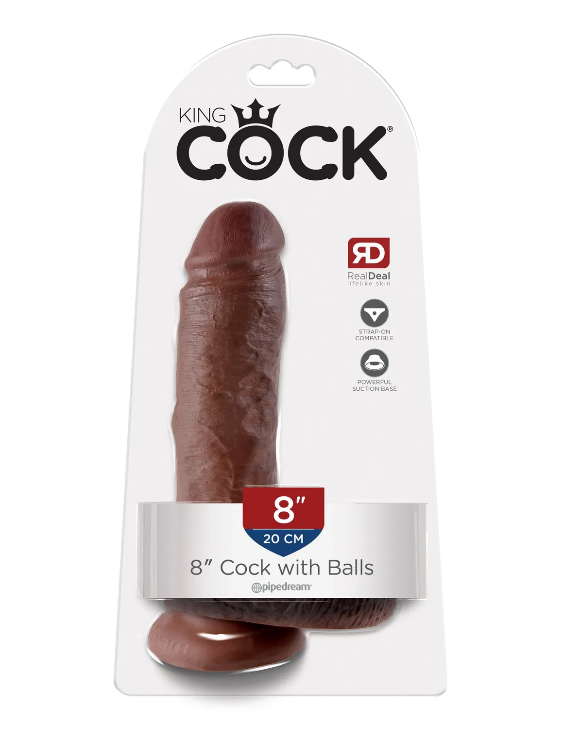 King Cock 8" Cock with Balls gode marron réaliste