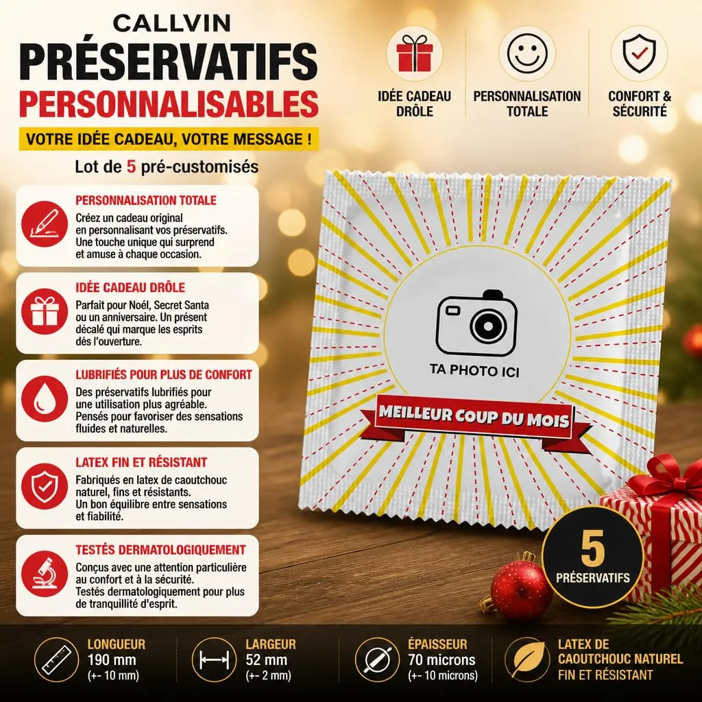Callvin personnalisables préservatifs lot de 5 latex fin lubrifié