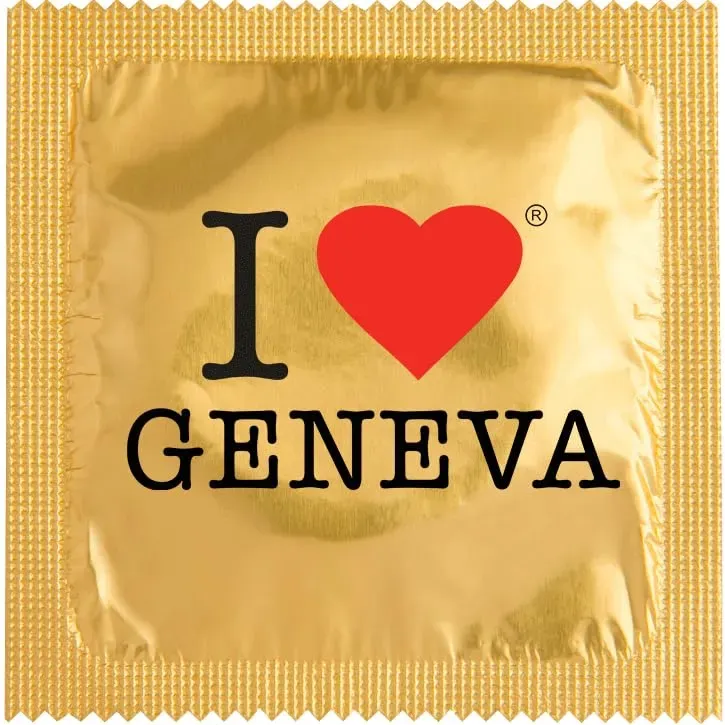 Callvin préservatif humoristique I Love Geneva Or latex fin