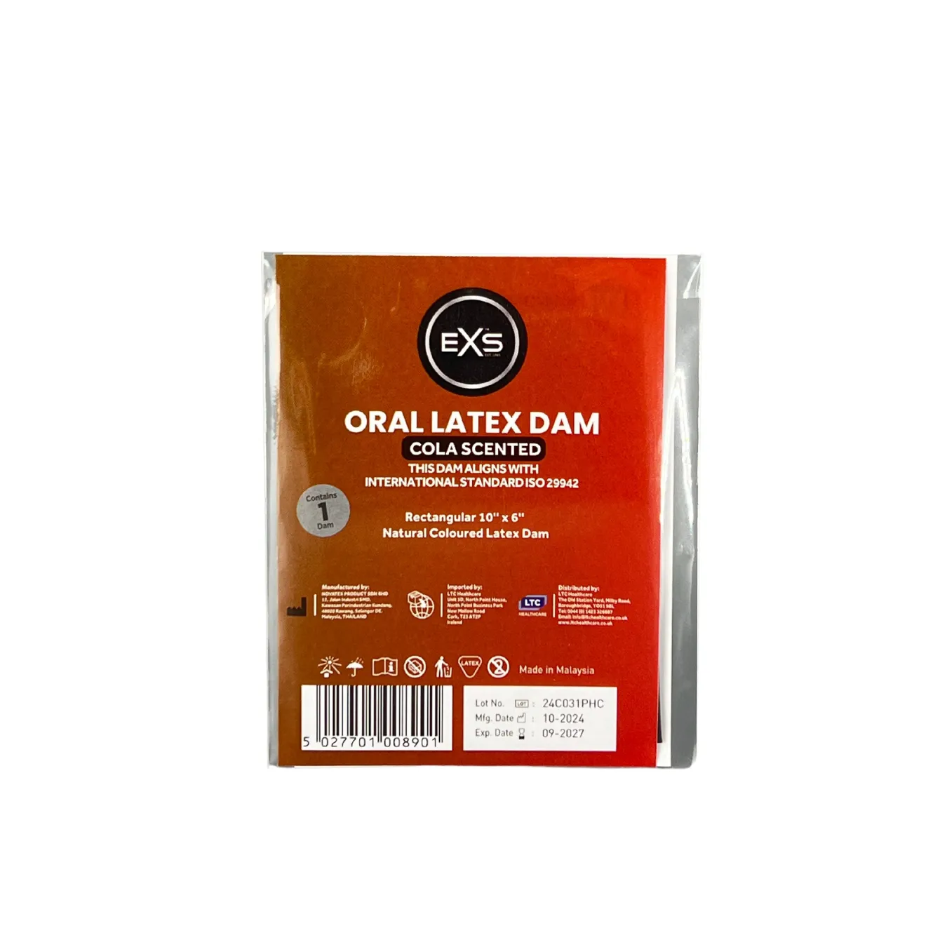 EXS digues dentaires latex parfumées 20 vanille fraise