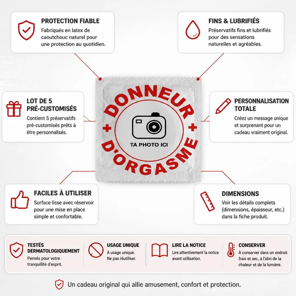 Callvin Personnalisables préservatifs personnalisés lot de 5 lubrifiés