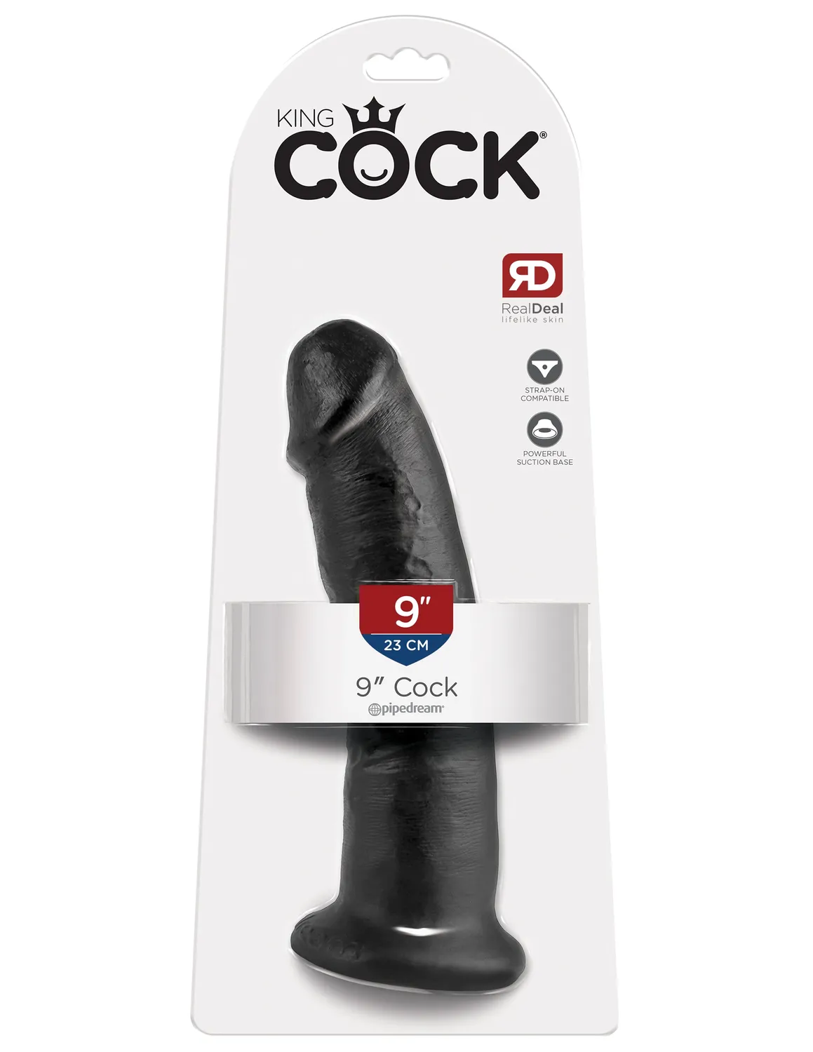 King Cock 9" Cock gode réaliste noir ventouse harnais