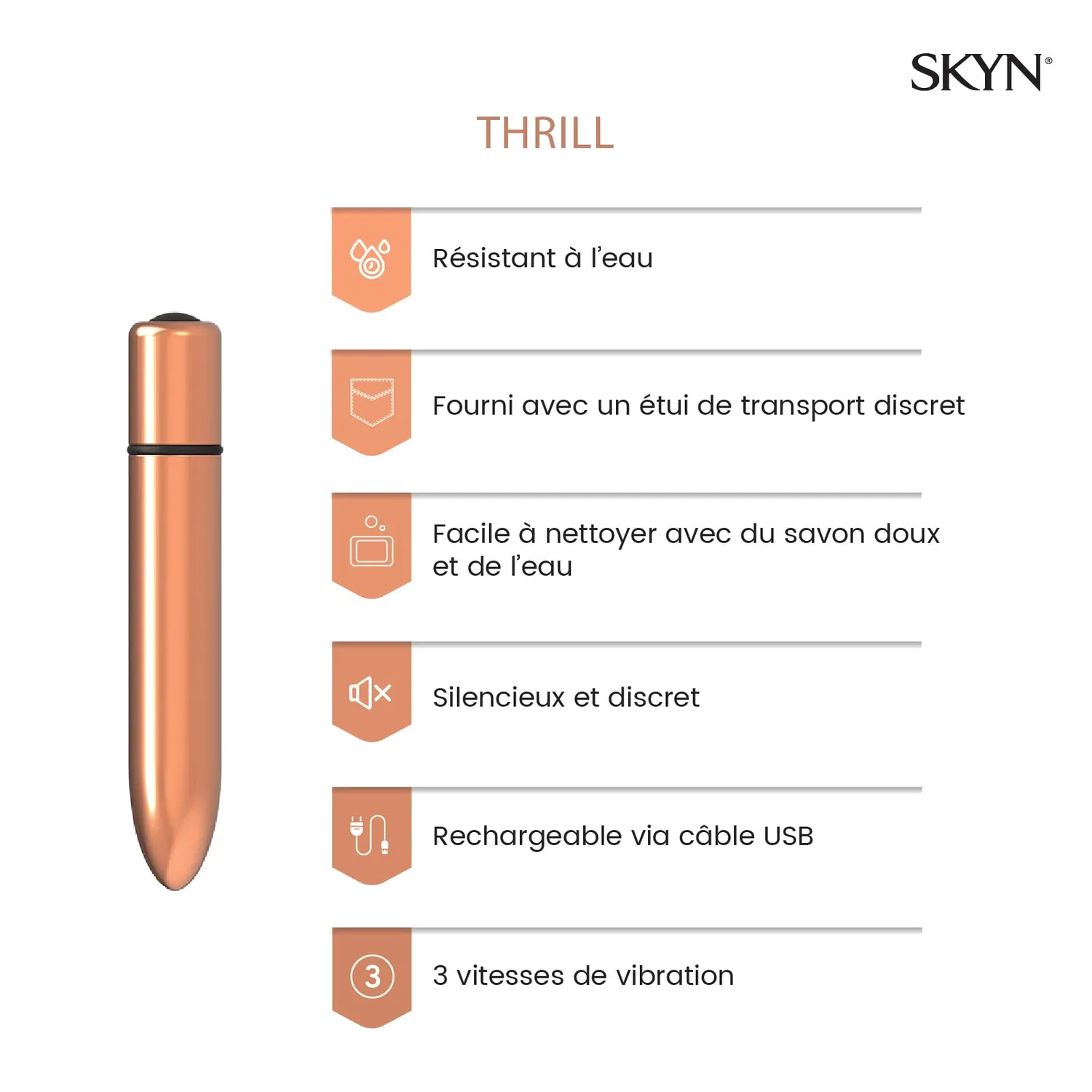 Skyn Thrill Bullet mini vibromasseur clitoris rechargeable