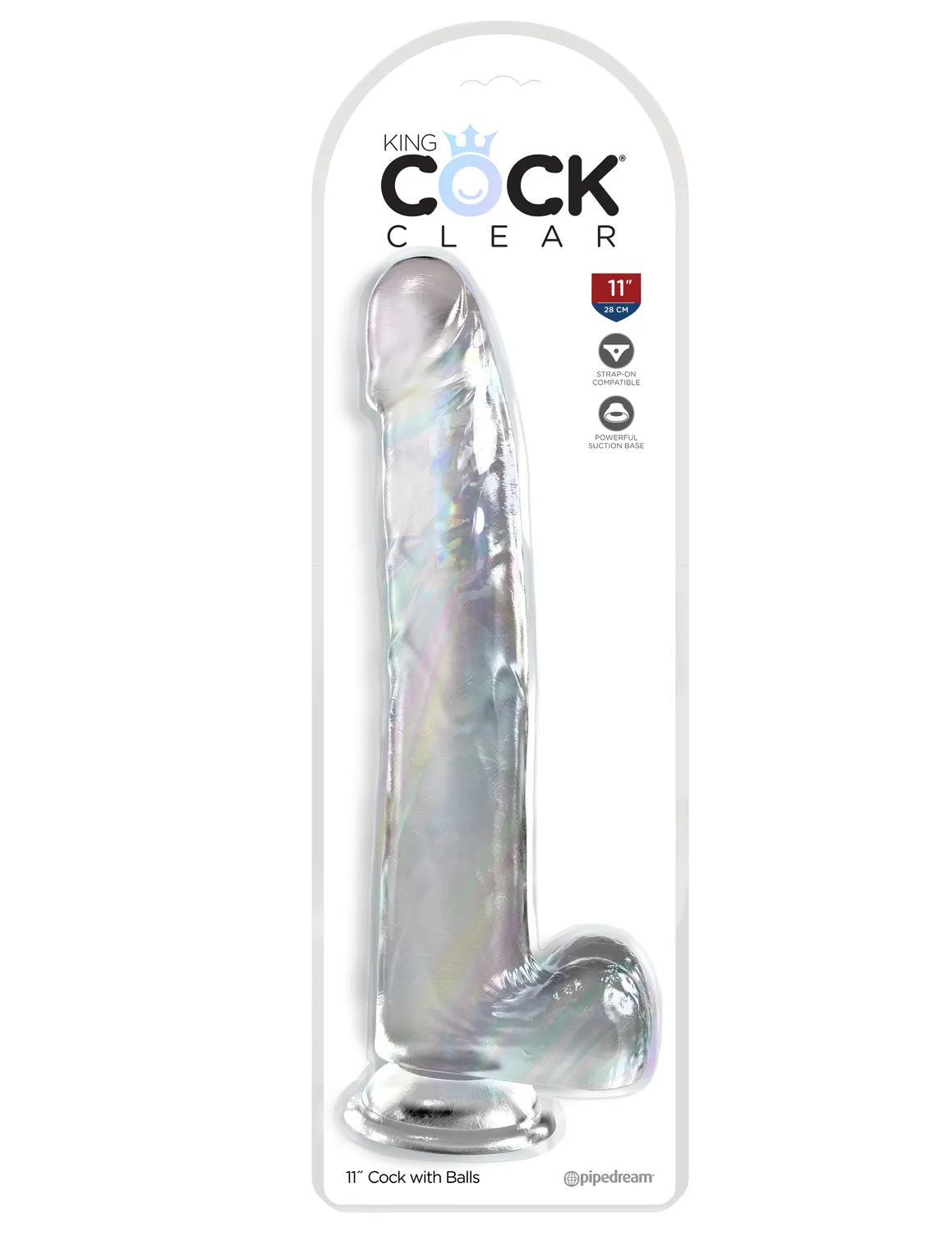 King Cock Clear 11" gode transparent ventouse réaliste