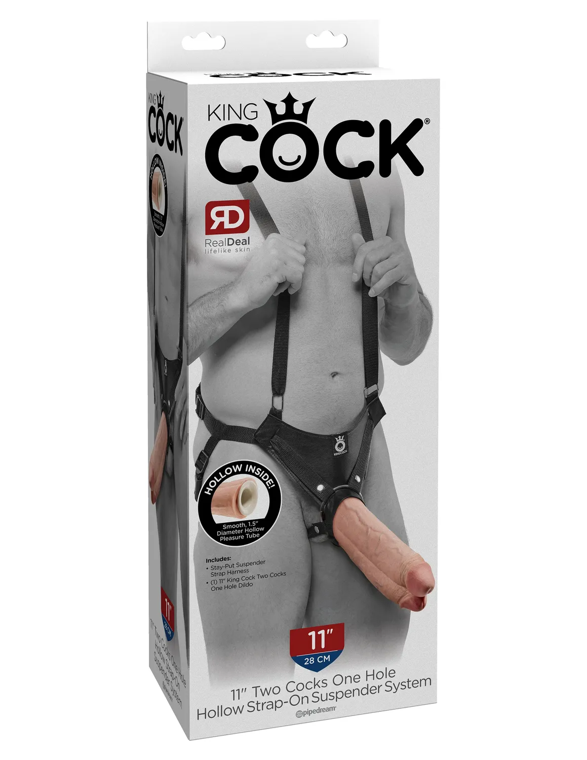 King Cock 11" Two Cocks One Hole gode creux harnais bretelles