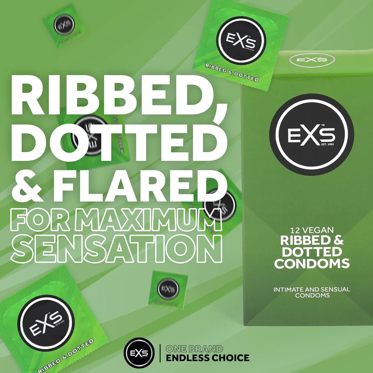 EXS Extreme Ribbed préservatifs nervurés 56mm lot de 12 texturés