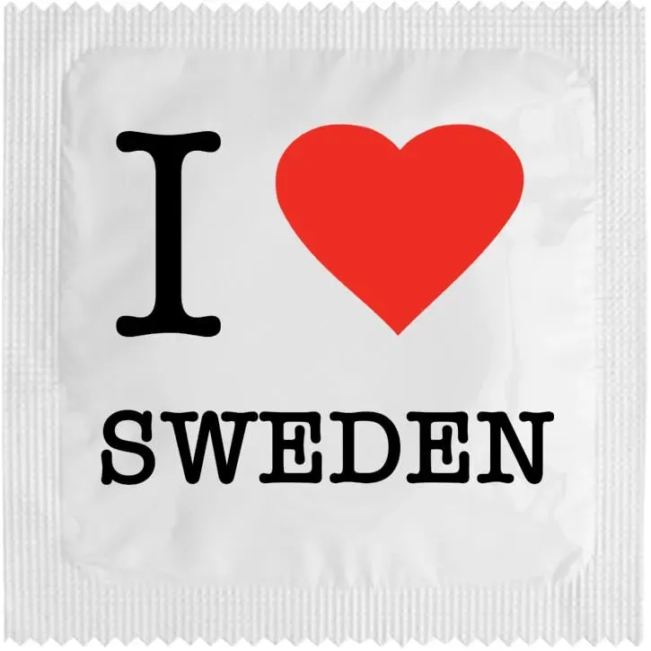 Callvin Scandinavie I Love Sweden préservatif Blanc latex fin