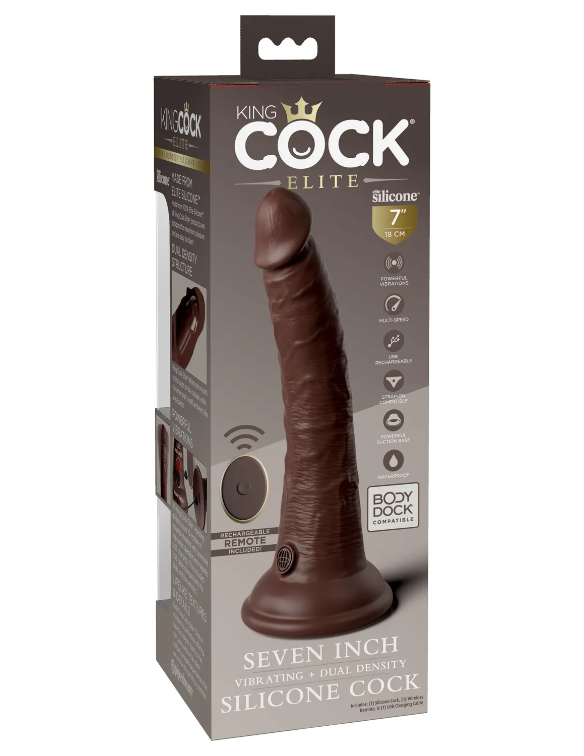 King Cock Elite 7 gode vibrant silicone double densité télécommande