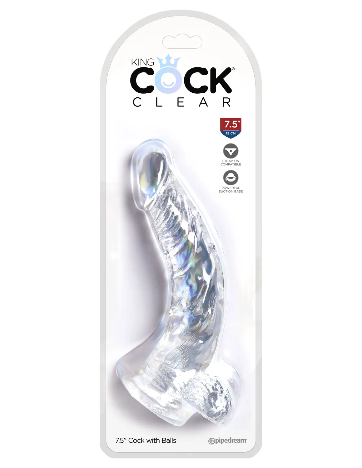 King Cock Clear 7.5 gode transparent avec testicules