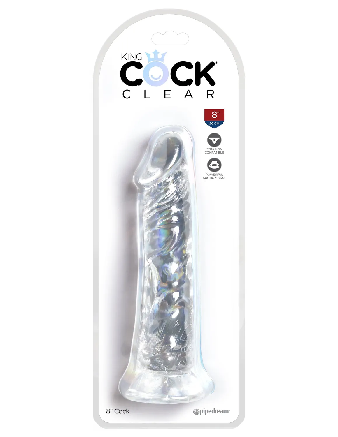 King Cock Clear 8" gode transparent réaliste ventouse