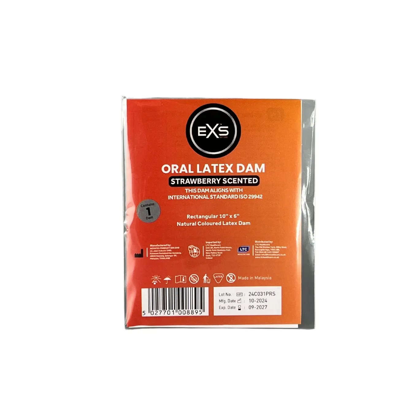 EXS digues dentaires latex parfumées 20 vanille fraise