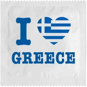 Callvin Grèce I Love Greece Blue Flag préservatif latex