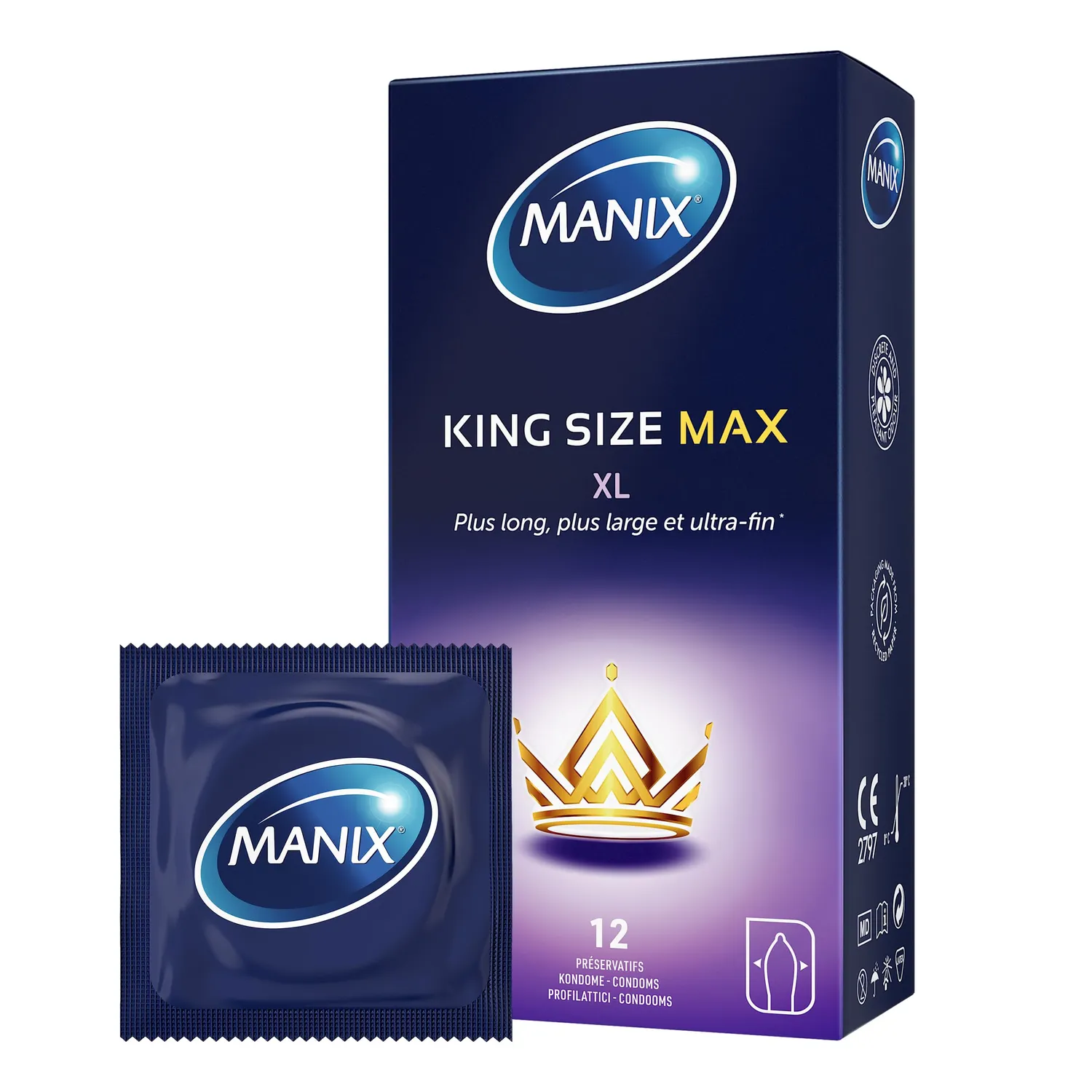 Manix King Size Max préservatifs x12 XL extra-fin