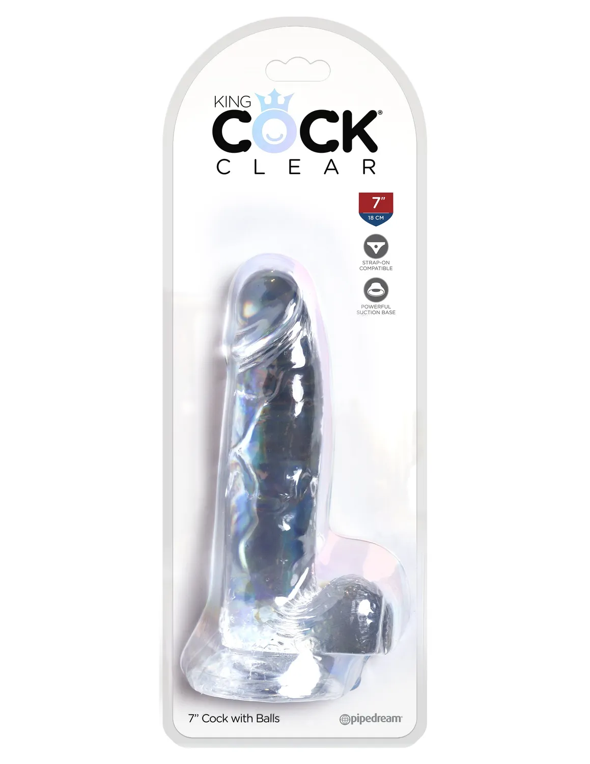 King Cock Clear 7" Cock with Balls gode transparent flexible