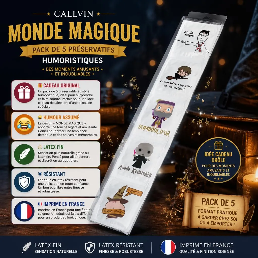 Callvin Monde Magique préservatifs humoristiques lot de 5
