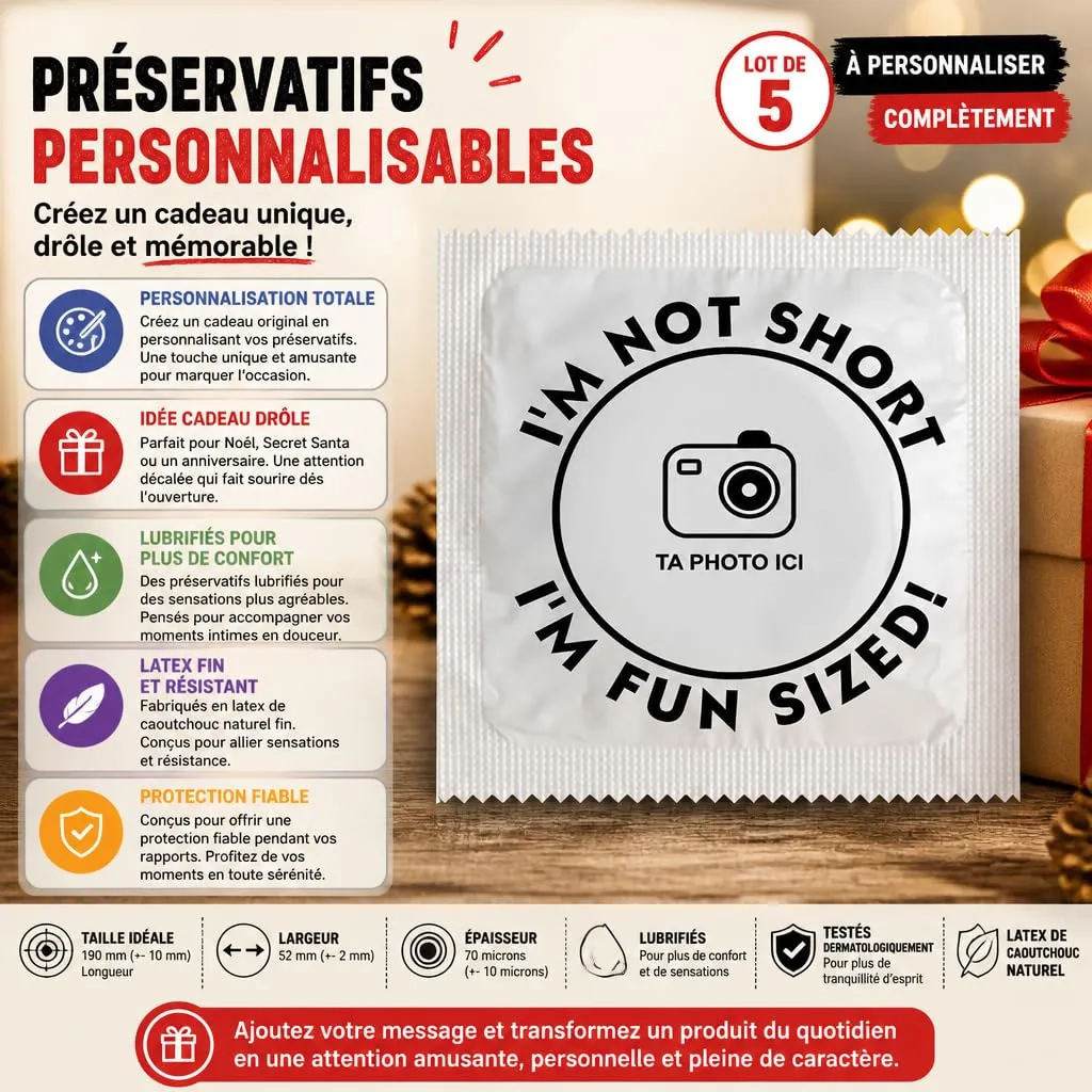 Callvin I'm not Short préservatifs personnalisables lot de 5 lubrifié