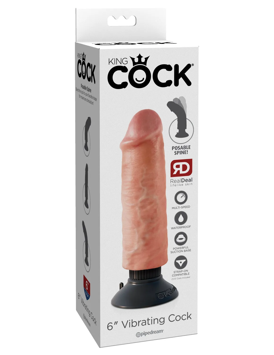 King Cock 6" Vibrating Cock vibro realiste clair