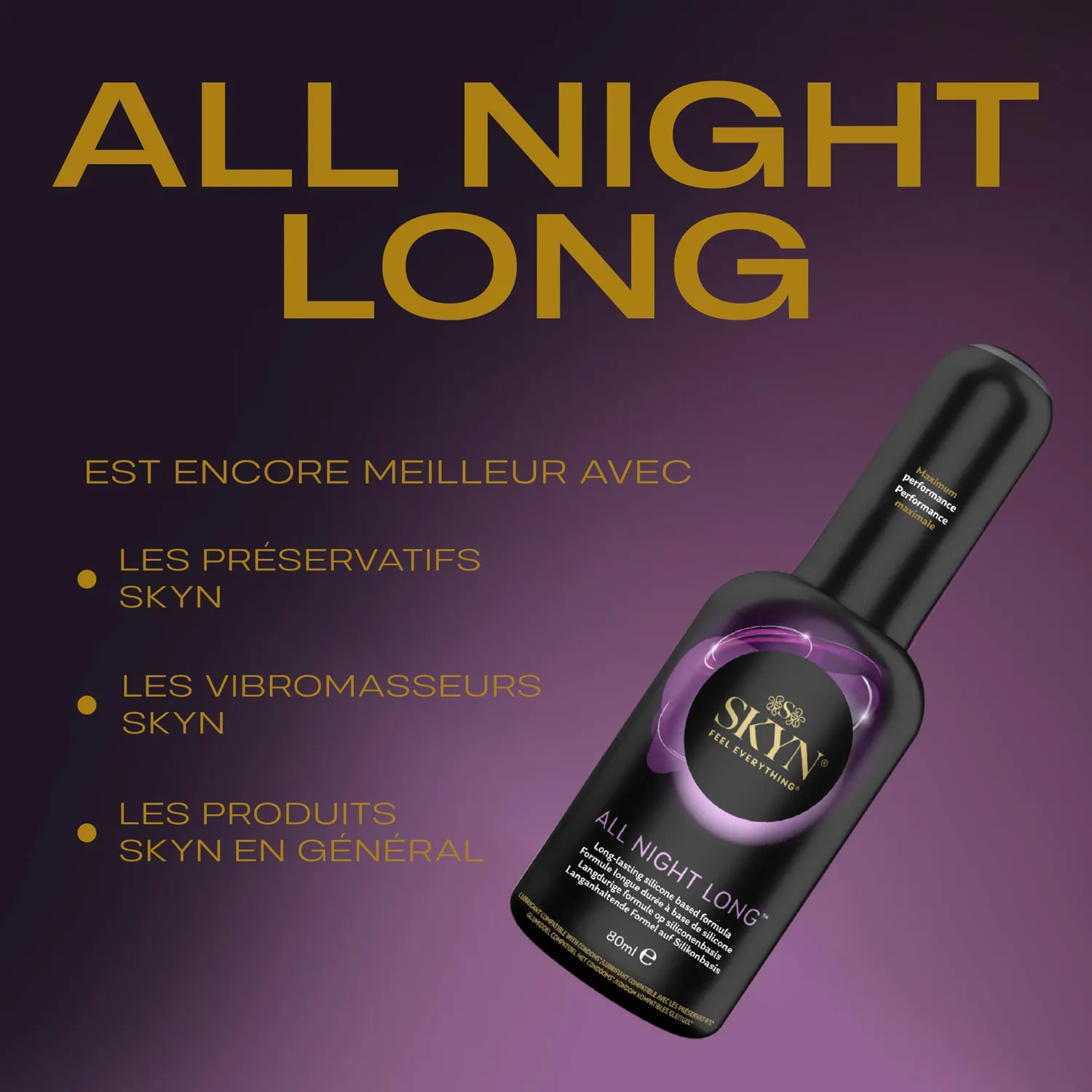 SKYN All Night Long lubrifiant 80 ml silicone velouté